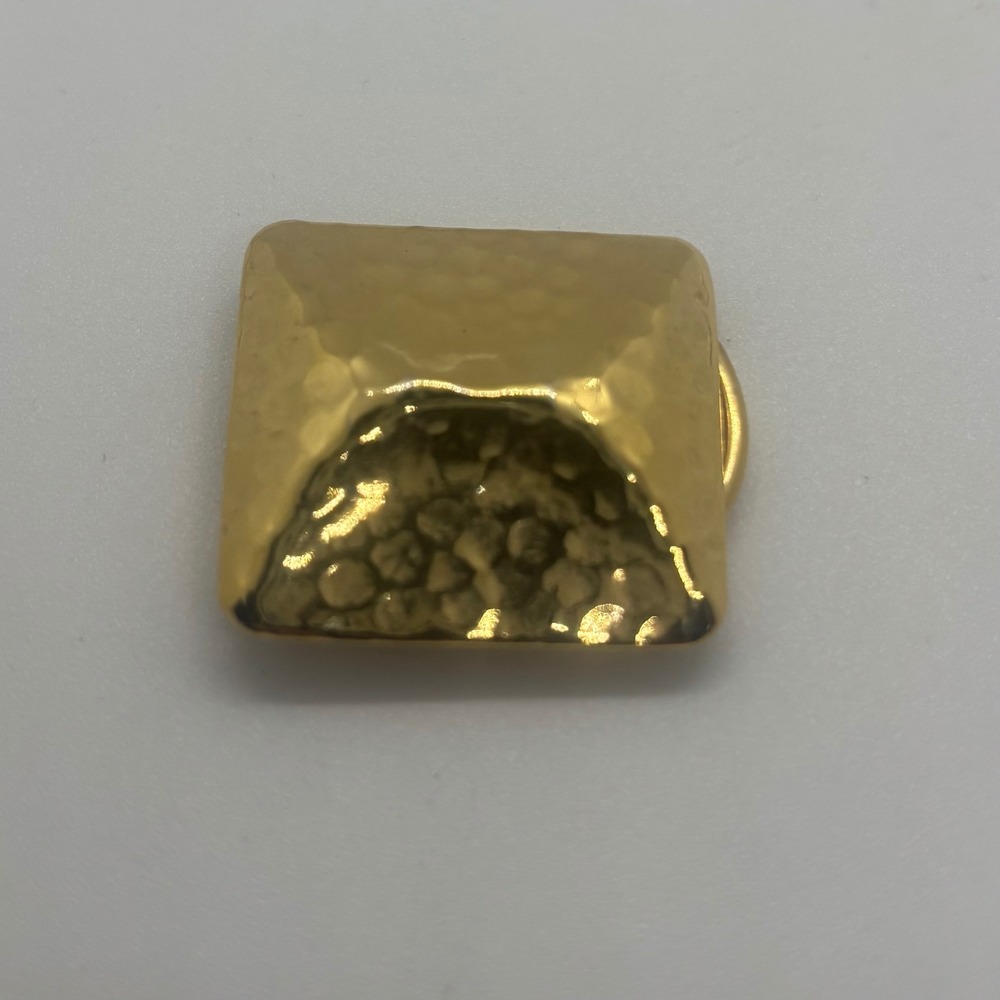 Vintage Kathie Lee Scarf Clip Gold Tone Hammered Square Geometric Accessory